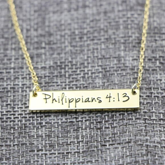 Christian Bible Verse Necklace Gold Copper Faith Jewelry Gift Women - Picture 3 of 5